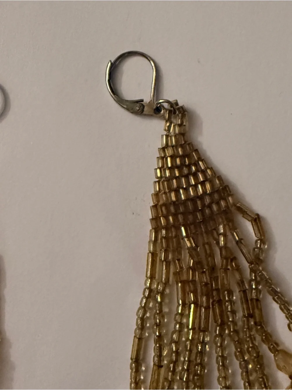 Artisan Gold Beaded Fringe Dangle Earrings